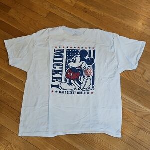 Disney White Mickey Mouse Short Sleeve Tee Hanes